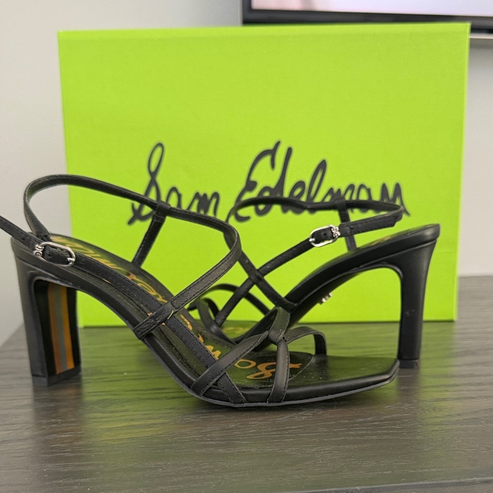 The Sam Edelman 'Emmie'
Black Strappy Block-Heel Sandals
